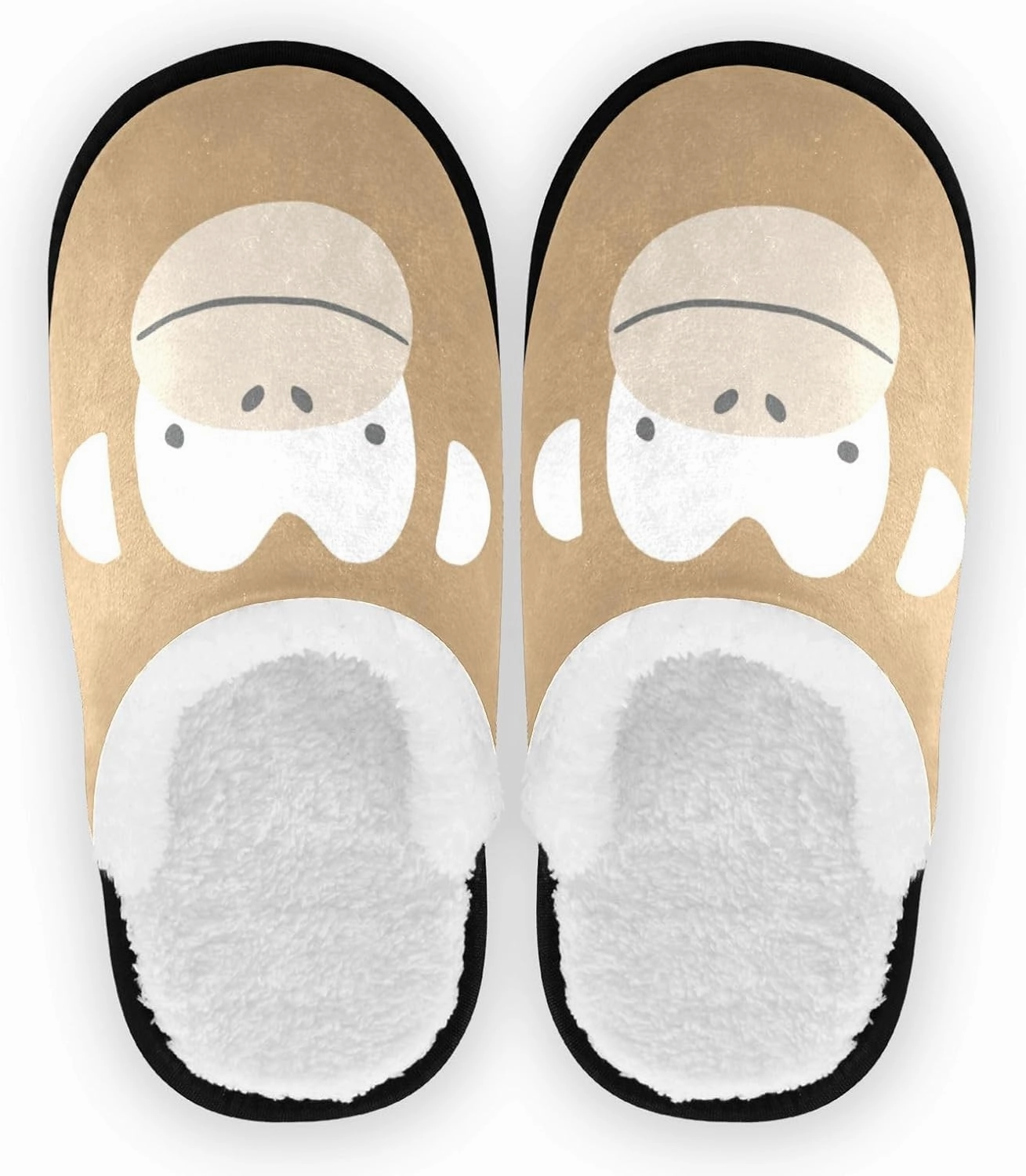 Soft Warm Cartoon Cotton Slippers for Men Women, Comfy Fuzzy Fleece Cute Monkey Face Lined House Shoes for Indoor & Outdoor Mens Womens Slip-ons