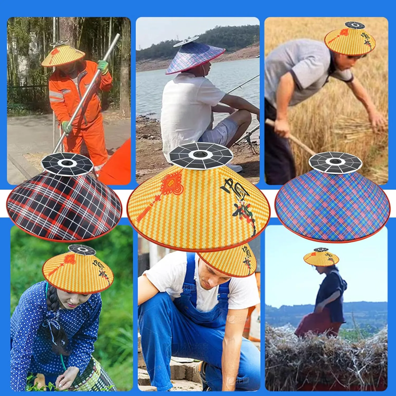Solar Rechargeable Outdoor Sun Hat Rainproof Design Built in Cooling Fan Wide Brimmed for Fishing Farming Activities