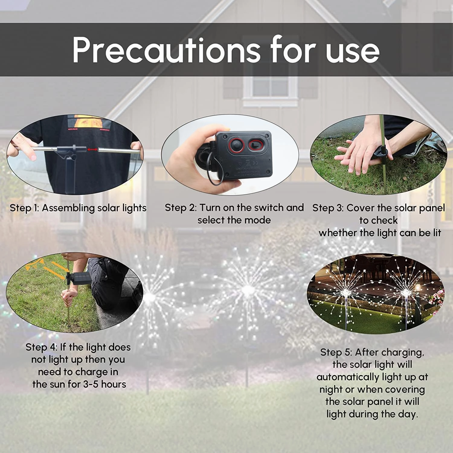 Solar Garden Firework Lights Outdoor Waterproof 2 Pack Solar Powered Art Stake Twinkle Lighting for Outside Decor, 120 LED Sparklers String Lights for Yard Party Decorations (Warm White)