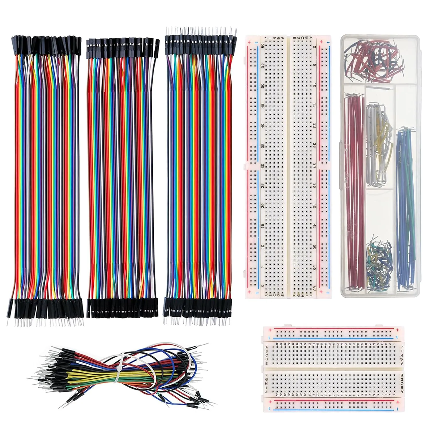 Solderless Electronics Breadboard Jumper Wires Kit 400 830 Tie Point Breadboard 14Values Solid Jumper Wire 126pcs U-Shape Male to Male Bread Board Cable Wire Ribbon Cables