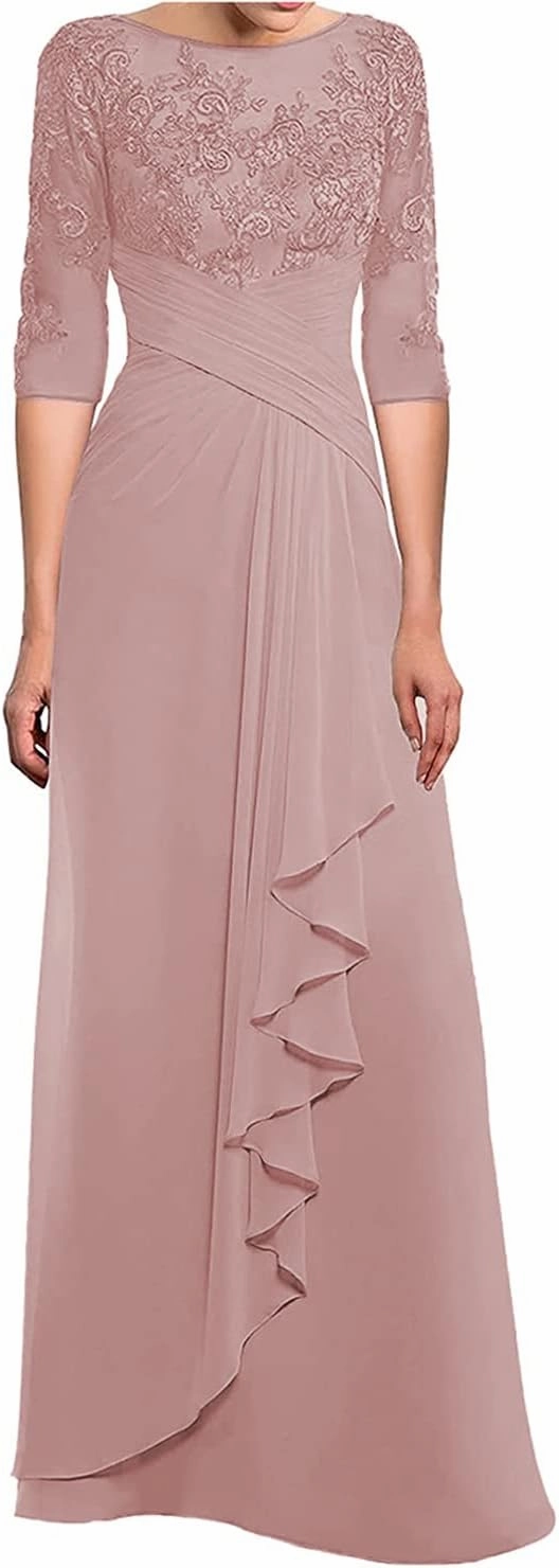 SOLODISH Women's Lace Chiffon Mother of The Bride Dresses for Wedding Long Formal Evening Party Gown