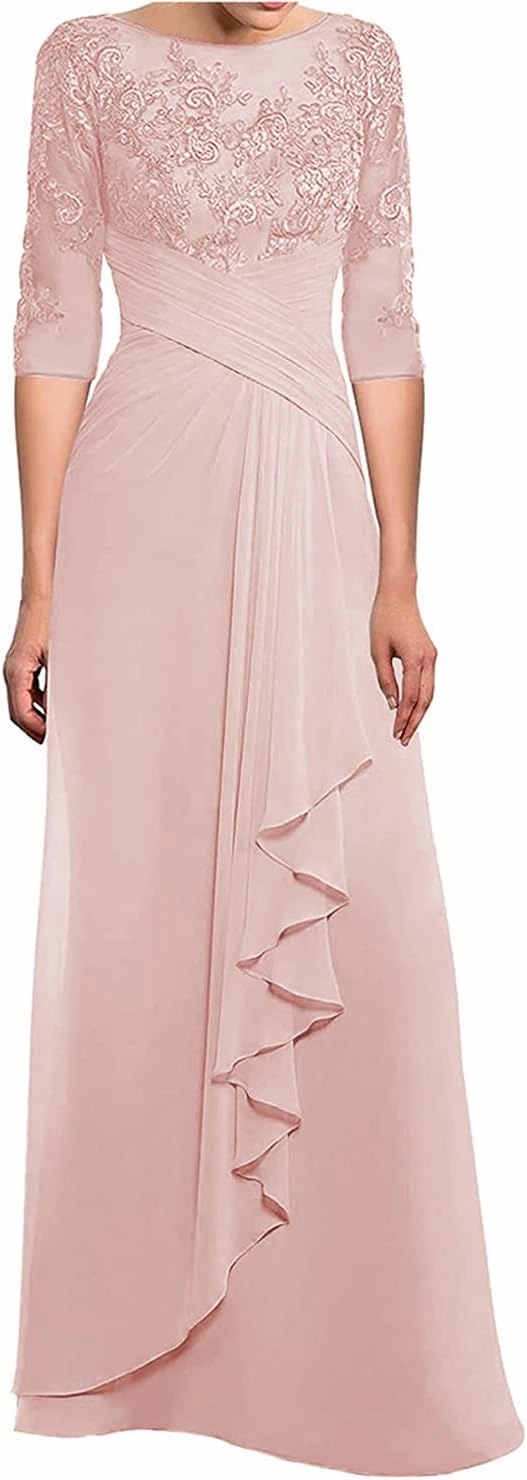 SOLODISH Women's Lace Chiffon Mother of The Bride Dresses for Wedding Long Formal Evening Party Gown