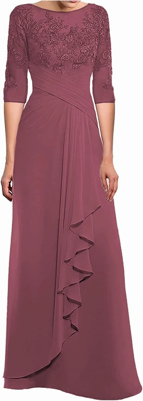 SOLODISH Women's Lace Chiffon Mother of The Bride Dresses for Wedding Long Formal Evening Party Gown