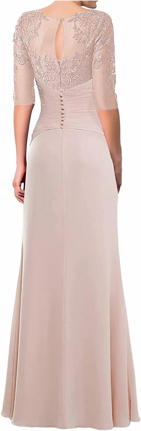SOLODISH Women's Lace Chiffon Mother of The Bride Dresses for Wedding Long Formal Evening Party Gown