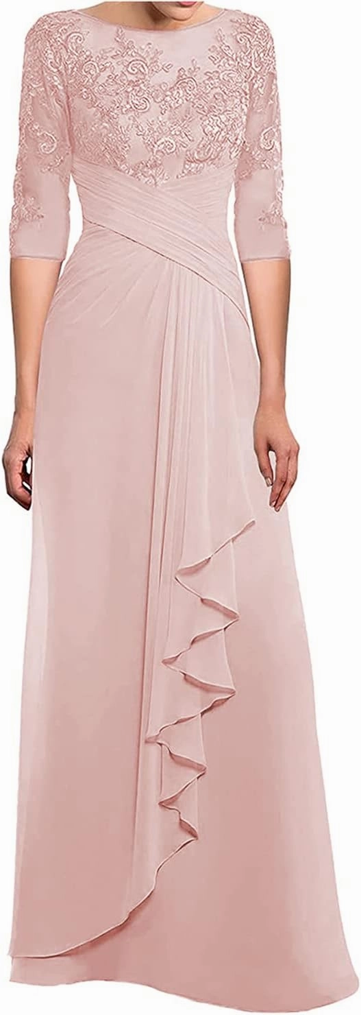 SOLODISH Women's Lace Chiffon Mother of The Bride Dresses for Wedding Long Formal Evening Party Gown