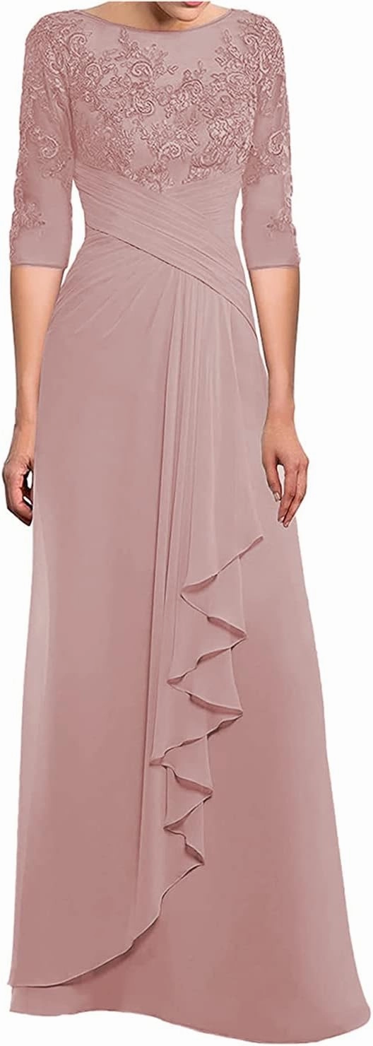 SOLODISH Women's Lace Chiffon Mother of The Bride Dresses for Wedding Long Formal Evening Party Gown