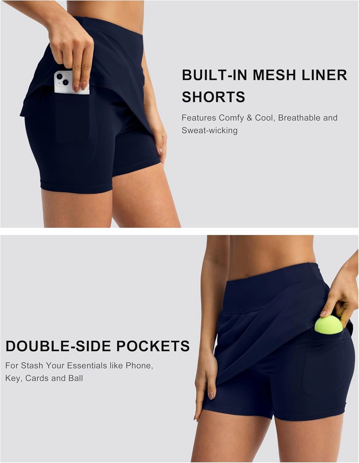 Soothfeel Golf Skorts Skirts for Women 7 Pockets High Waist Tennis Skirt with Shorts Underneath Athletic Workout Casual