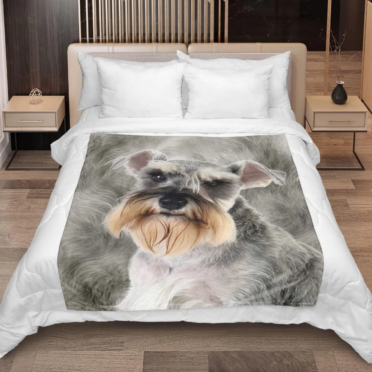 SOULZZZ Grey Schnauzer Flannel Blanket Super Soft Warm Dog Throw Blanket Cozy Warm Puppy Dog Throw Blanket for Couch Chair Bed Sofa Office Cute Schnauzer Dog Gifts Throw 50 x 60 Inches