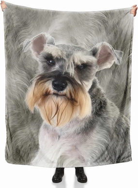 SOULZZZ Grey Schnauzer Flannel Blanket Super Soft Warm Dog Throw Blanket Cozy Warm Puppy Dog Throw Blanket for Couch Chair Bed Sofa Office Cute Schnauzer Dog Gifts Throw 50 x 60 Inches