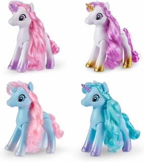 Sparkle Girlz Unicorn 4 Set with Gorgeous Hair by ZURU Movable Legs Colorful Unicorn Toy for Girls (4 Pack), for Girls 3 Years Old and Up