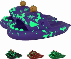 Spooky Shark Slides Glow in The Dark Halloween Shark Slides Christmas Shark Slides Halloween Shark Shoes Santa Shark Slides Slippers for Women Men