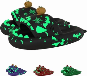 Spooky Shark Slides Glow in The Dark Halloween Shark Slides Christmas Shark Slides Halloween Shark Shoes Santa Shark Slides Slippers for Women Men