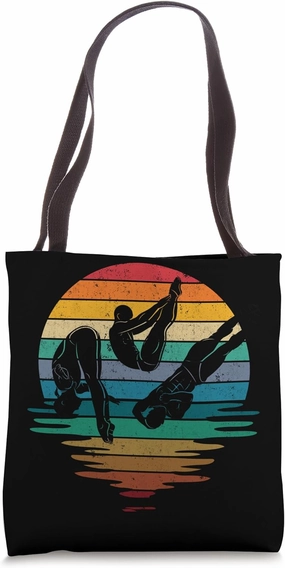 Springboard Diving Board Diving Springboard Diver Silhouette Tote Bag