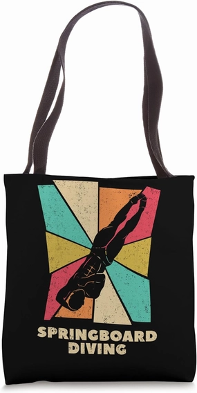 Springboard Diving Platform Diver Silhouette Tote Bag