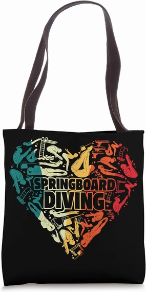 Springboard Diving Platform Diver Springboard Diver Heart Tote Bag