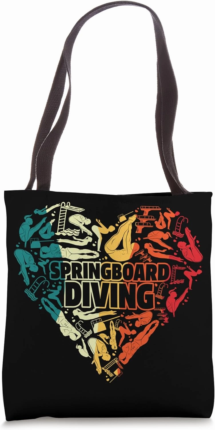 Springboard Diving Platform Diver Springboard Diver Heart Tote Bag