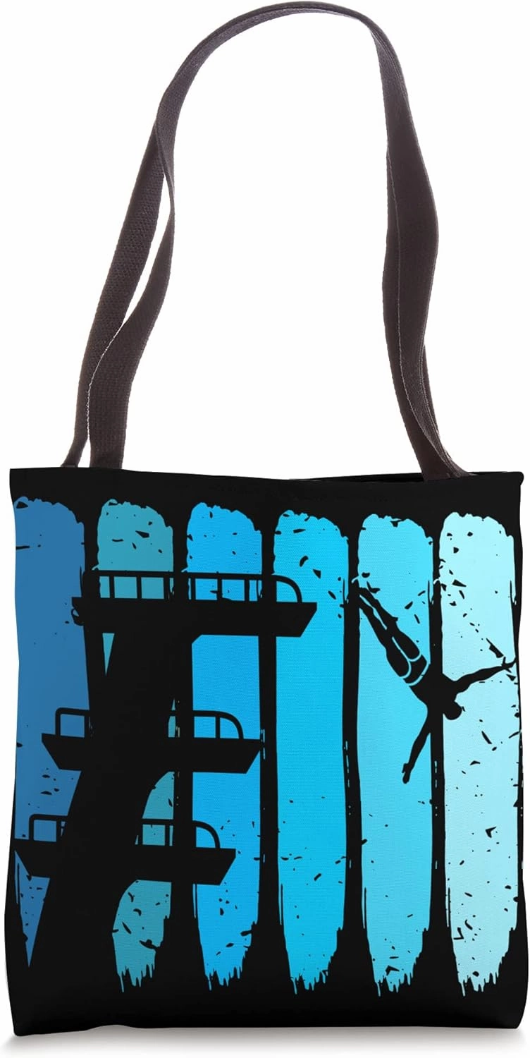 Springboard Diving Retro Platform Diver Springboard Diver Tote Bag