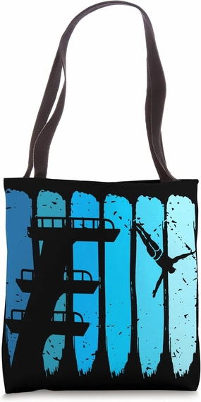 Springboard Diving Retro Platform Diver Springboard Diver Tote Bag