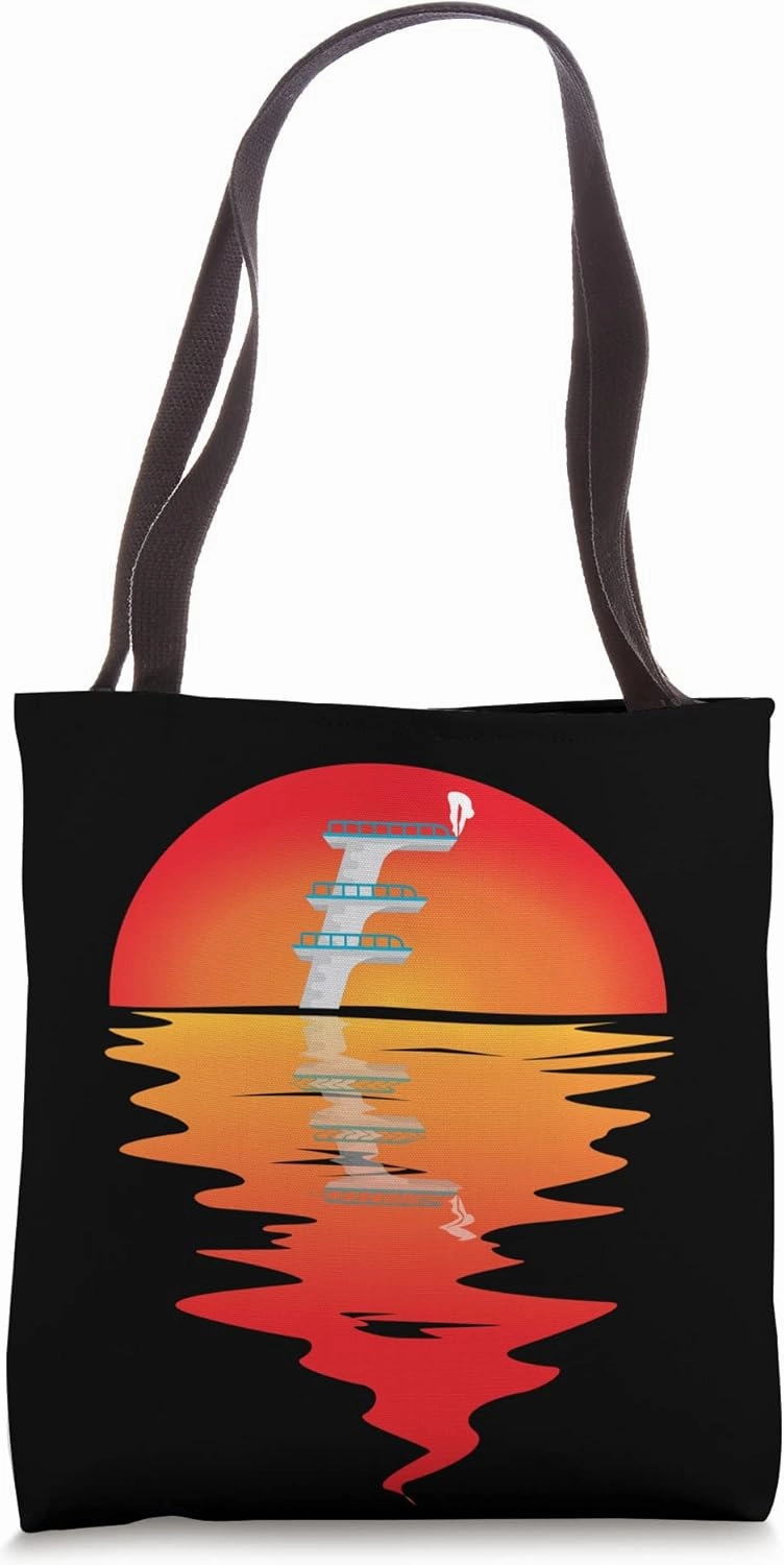 Springboard Diving Water Sport Vintage Sunset Platform Diver Tote Bag