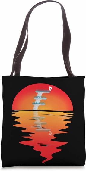 Springboard Diving Water Sport Vintage Sunset Platform Diver Tote Bag