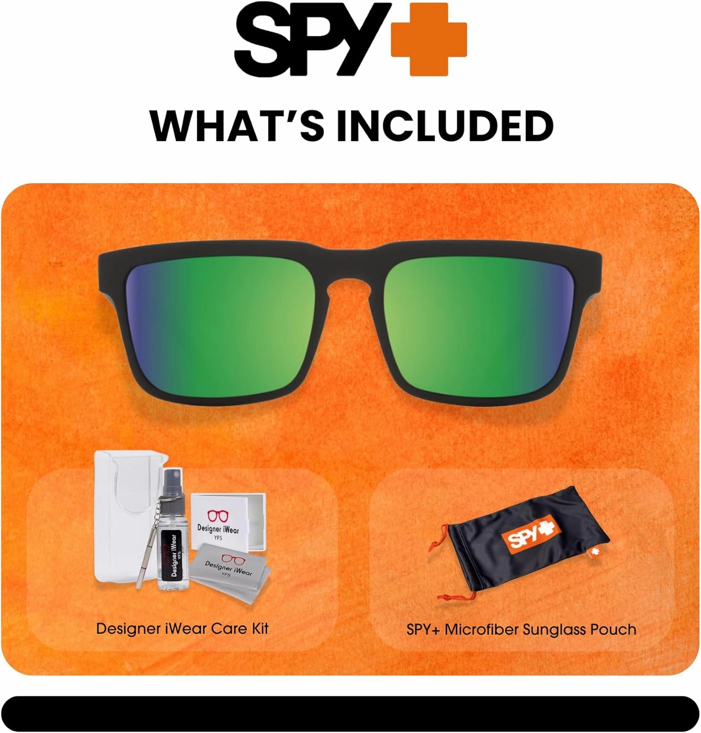 SPY Helm Square Sunglasses for Men for Women   BUNDLE With Designer iWear Eyewear Kit