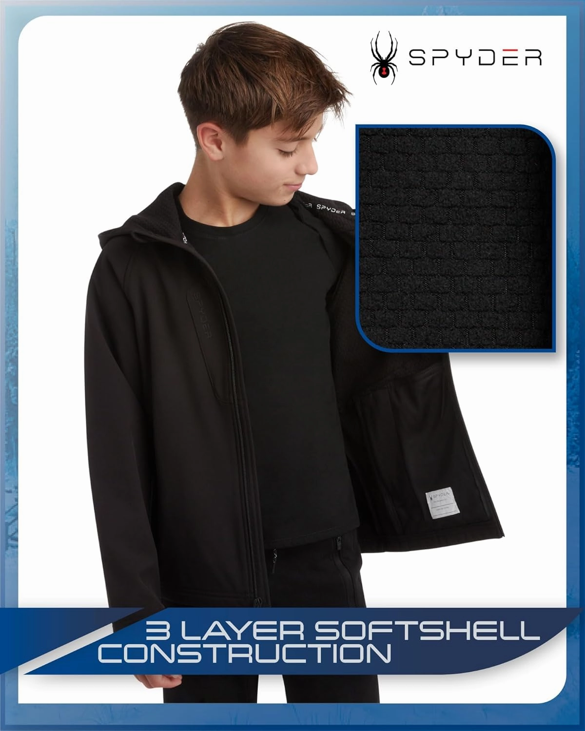 Spyder Boys' Soft Shell Jacket - Lightweight Fleece Lined Water and Wind Resistant Windbreaker Jacket for Boys (Sizes: 8-20)