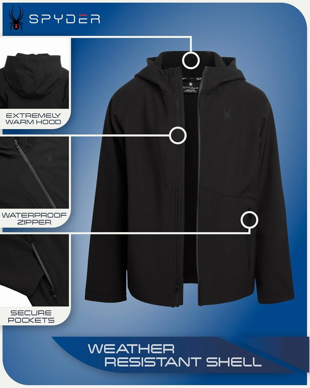 Spyder Boys' Soft Shell Jacket - Lightweight Fleece Lined Water and Wind Resistant Windbreaker Jacket for Boys (Sizes: 8-20)
