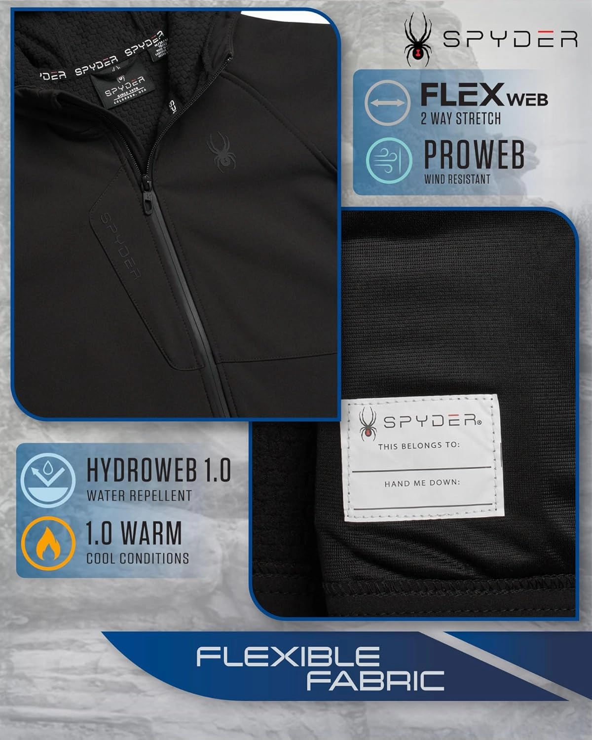 Spyder Boys' Soft Shell Jacket - Lightweight Fleece Lined Water and Wind Resistant Windbreaker Jacket for Boys (Sizes: 8-20)
