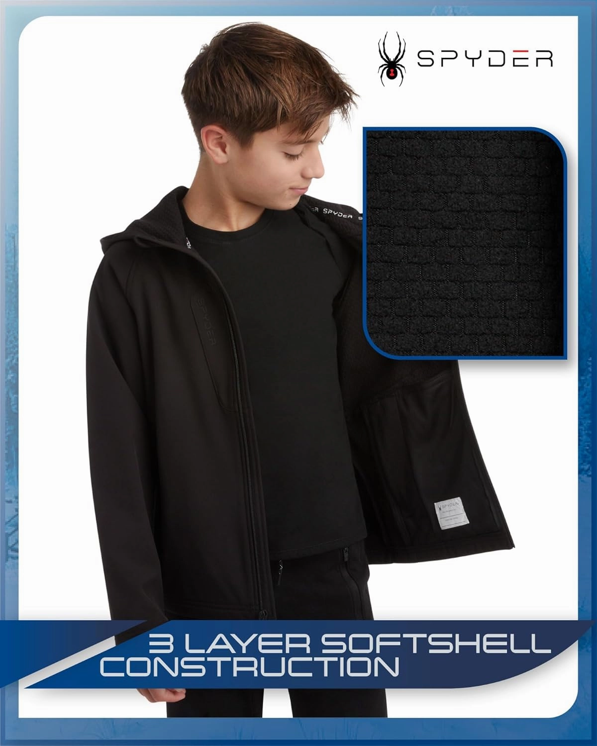 Spyder Boys' Soft Shell Jacket - Lightweight Fleece Lined Water and Wind Resistant Windbreaker Jacket for Boys (Sizes: 8-20)