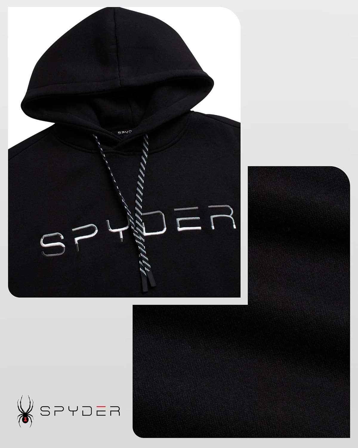 Spyder Men's Active Hoodie Sweatshirt - Athletic Performance Fleece Workout Long Sleeve Pullover Hoodie for Men (Size: S-XXL)