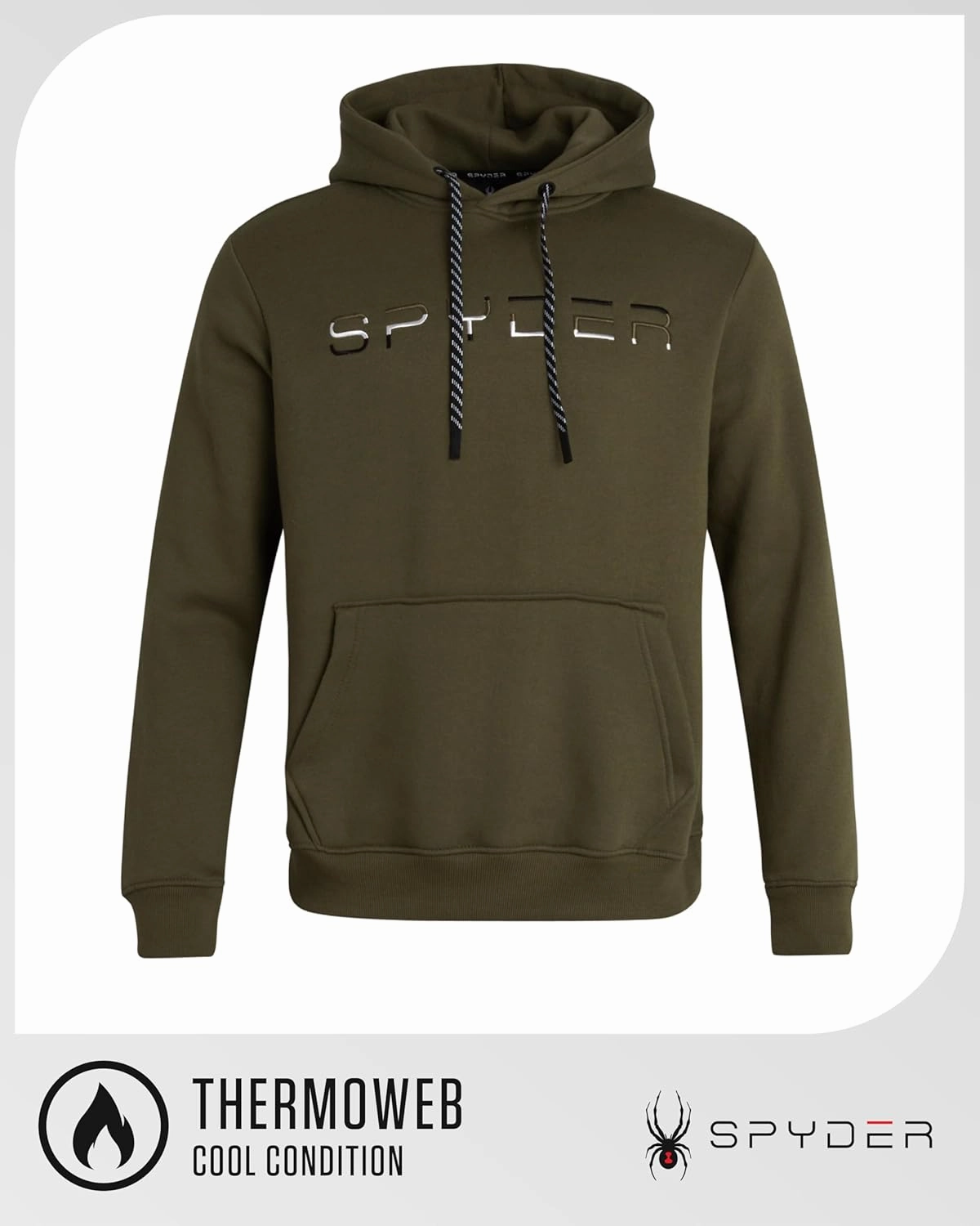 Spyder Men's Active Hoodie Sweatshirt - Athletic Performance Fleece Workout Long Sleeve Pullover Hoodie for Men (Size: S-XXL)