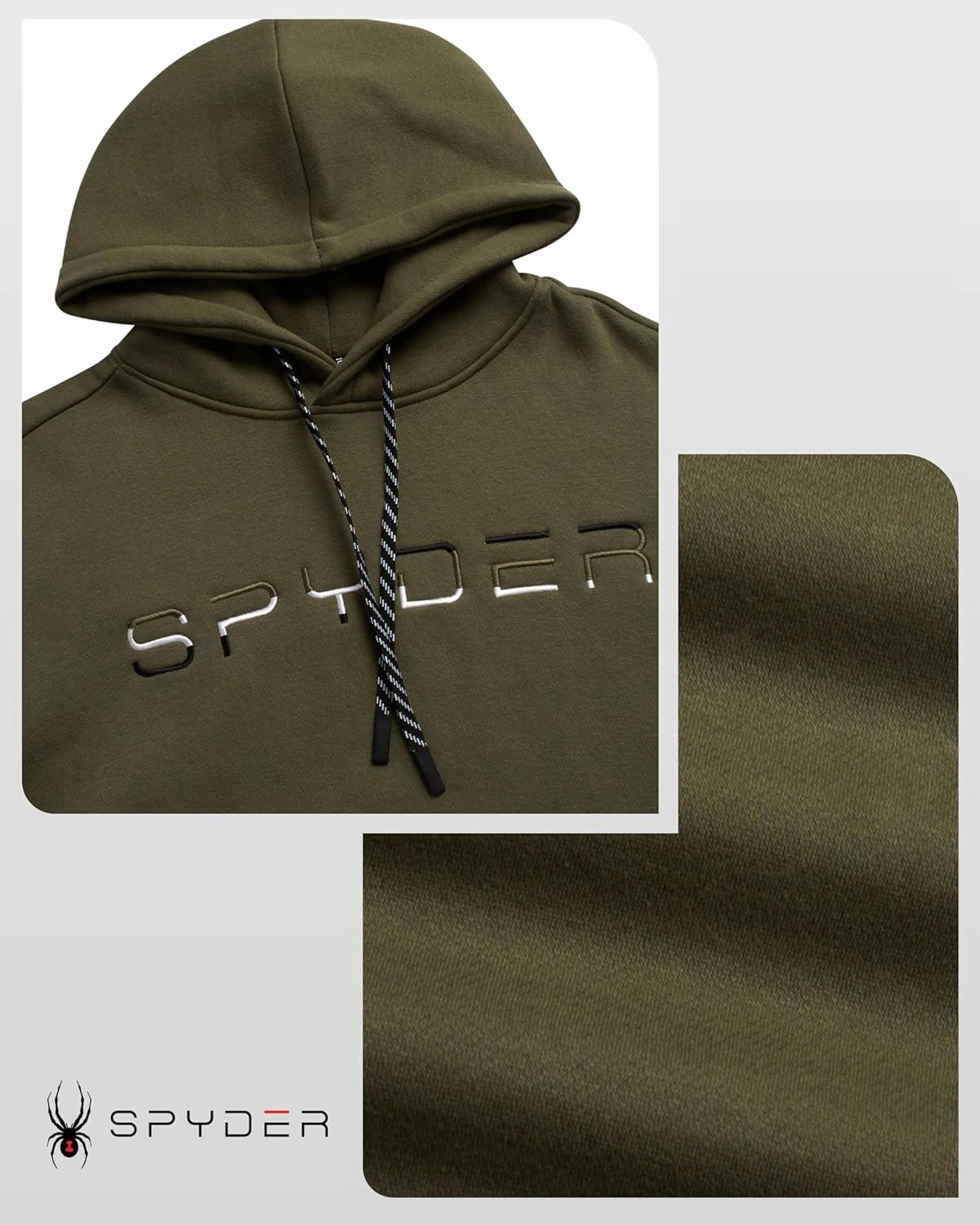 Spyder Men's Active Hoodie Sweatshirt - Athletic Performance Fleece Workout Long Sleeve Pullover Hoodie for Men (Size: S-XXL)
