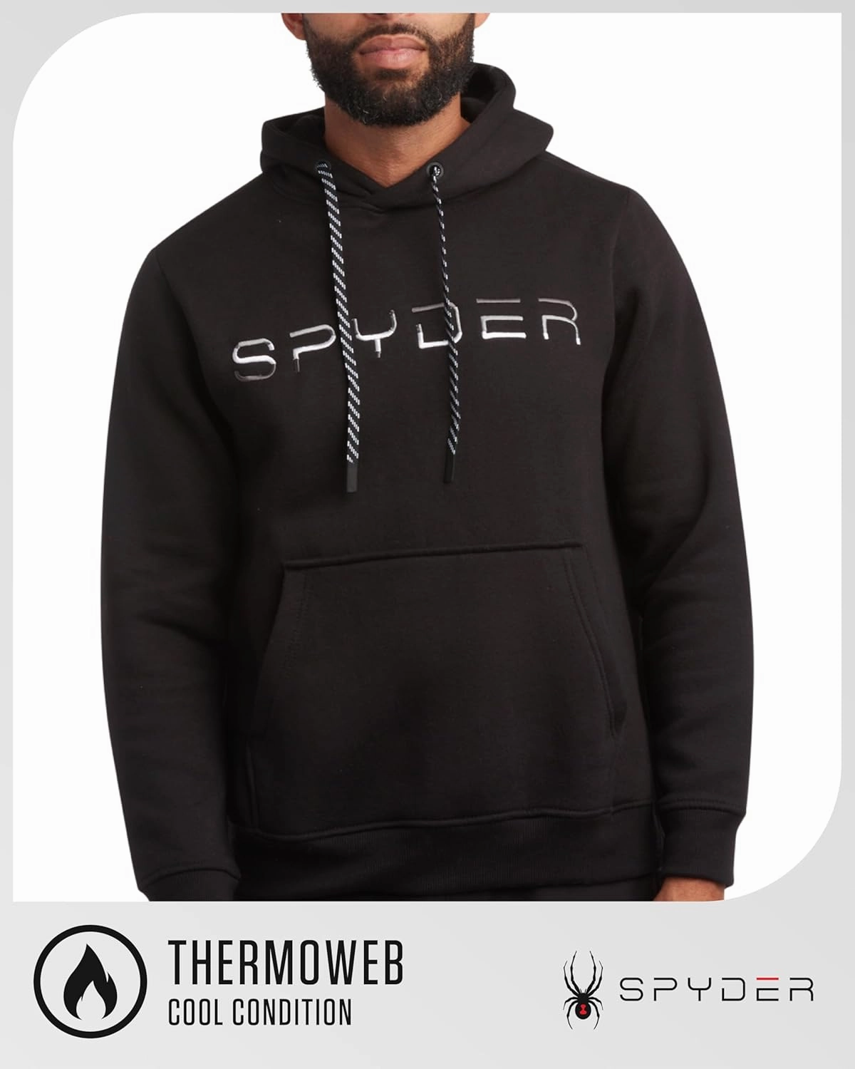 Spyder Men's Active Hoodie Sweatshirt - Athletic Performance Fleece Workout Long Sleeve Pullover Hoodie for Men (Size: S-XXL)