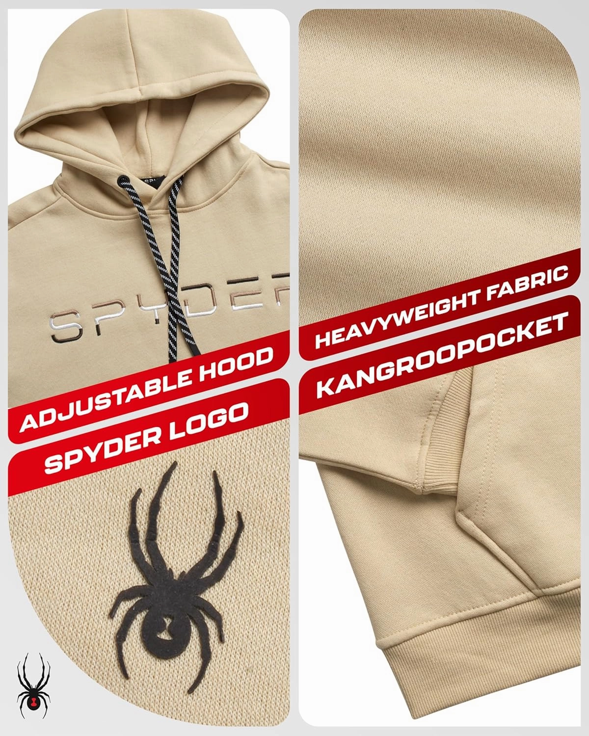 Spyder Men's Active Hoodie Sweatshirt - Athletic Performance Fleece Workout Long Sleeve Pullover Hoodie for Men (Size: S-XXL)