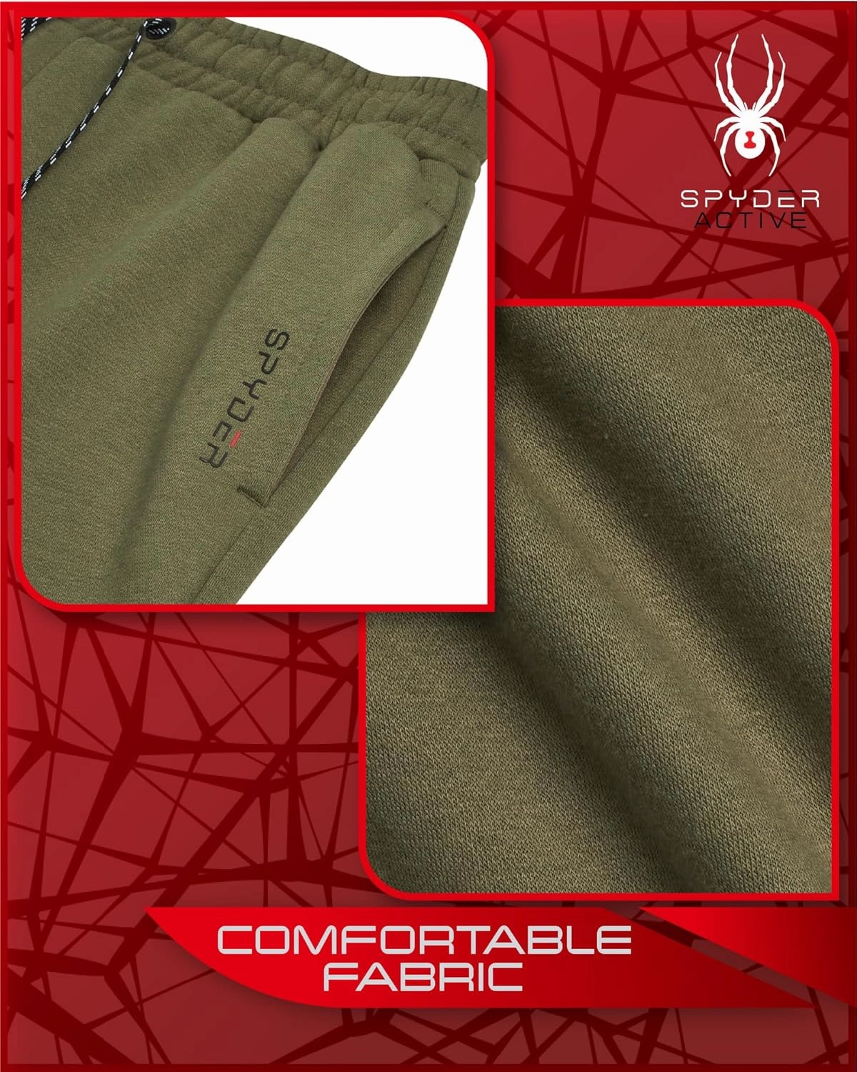 Spyder Men's Active Jogger Sweatpants - 2 Pack Athletic Fleece Workout Gym Joggers with Pockets and Drawcord (Sizes: S-XXL)
