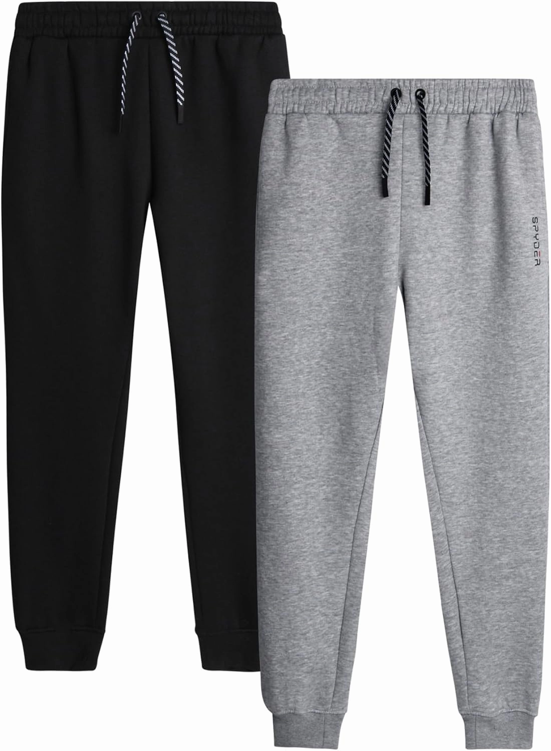 Spyder Men's Active Jogger Sweatpants - 2 Pack Athletic Fleece Workout Gym Joggers with Pockets and Drawcord (Sizes: S-XXL)