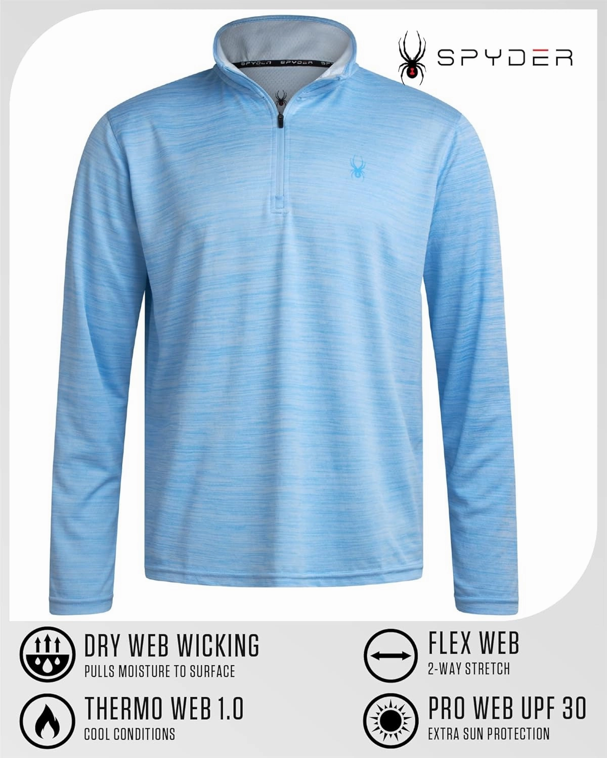 Spyder Men's Active Quarter Zip Sweatshirt - 2-Way Stretch UPF 30  Moisture Wicking Mock Neck Pullover (Sizes: S-XL)