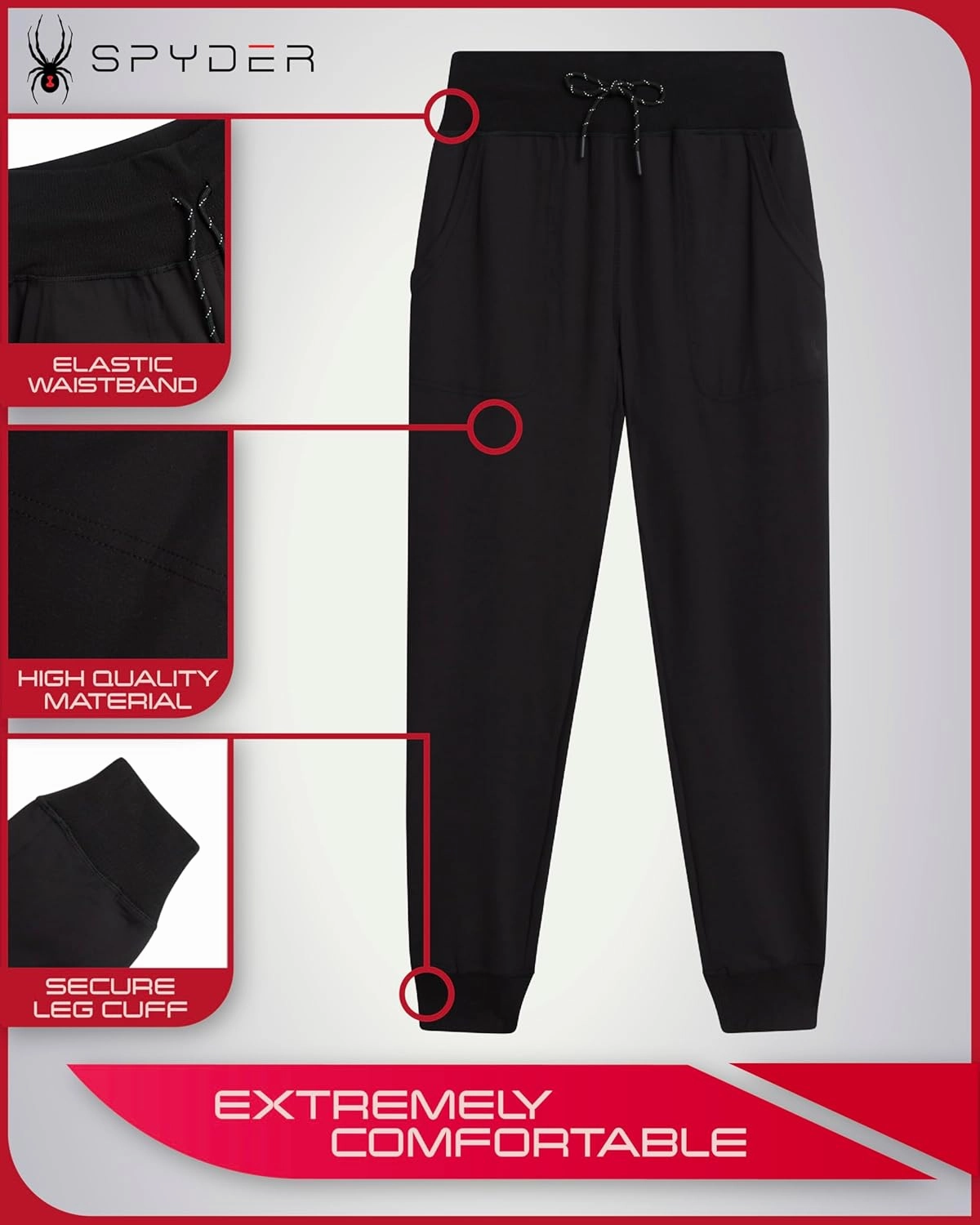 Spyder Women's Jogger Sweatpants - High Waisted Fleece Lined Athletic Joggers with Pockets for Casual Workout (Sizes: S-XL)