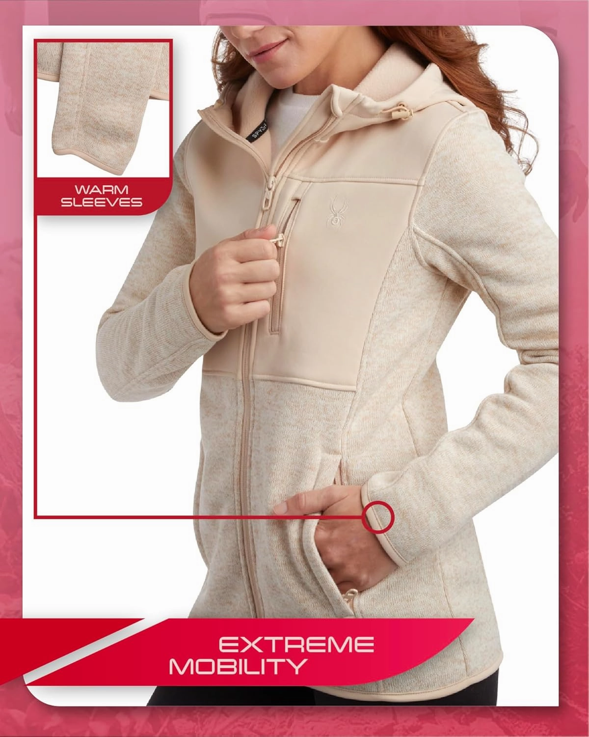 Spyder Women's Softshell Jacket - Bonded Micro-Fleece Lightweight Jacket Women - Full Zip Up Hooded Jackets for Women (S-XL)