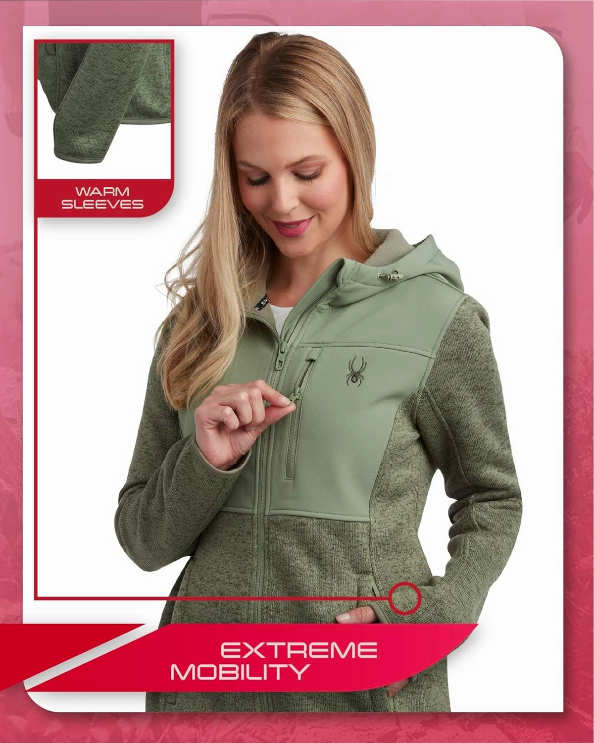 Spyder Women's Softshell Jacket - Bonded Micro-Fleece Lightweight Jacket Women - Full Zip Up Hooded Jackets for Women (S-XL)