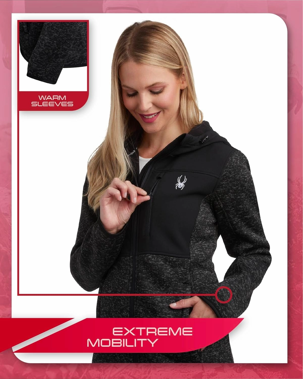 Spyder Women's Softshell Jacket - Bonded Micro-Fleece Lightweight Jacket Women - Full Zip Up Hooded Jackets for Women (S-XL)