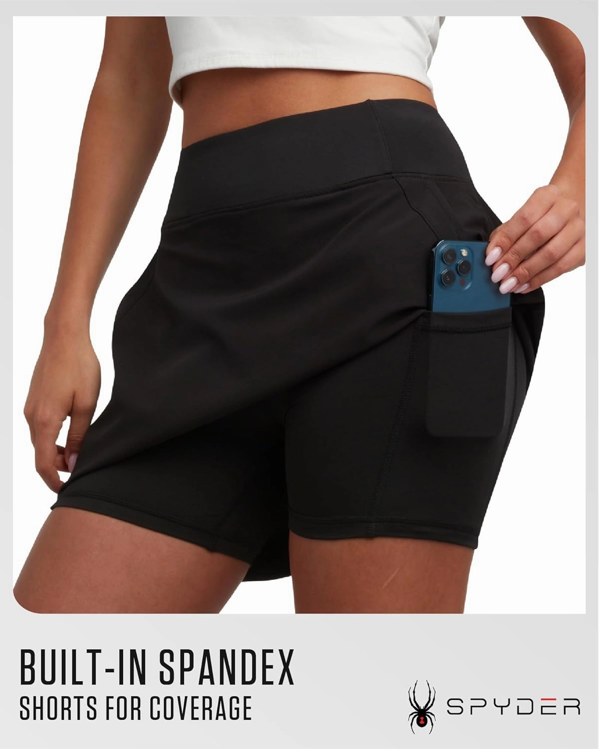 Spyder Womens Athletic Skort - Stretchy Skirt with Shorts Underneath - Womens Tennis Skirt for Sports Running Workout (S-XL)