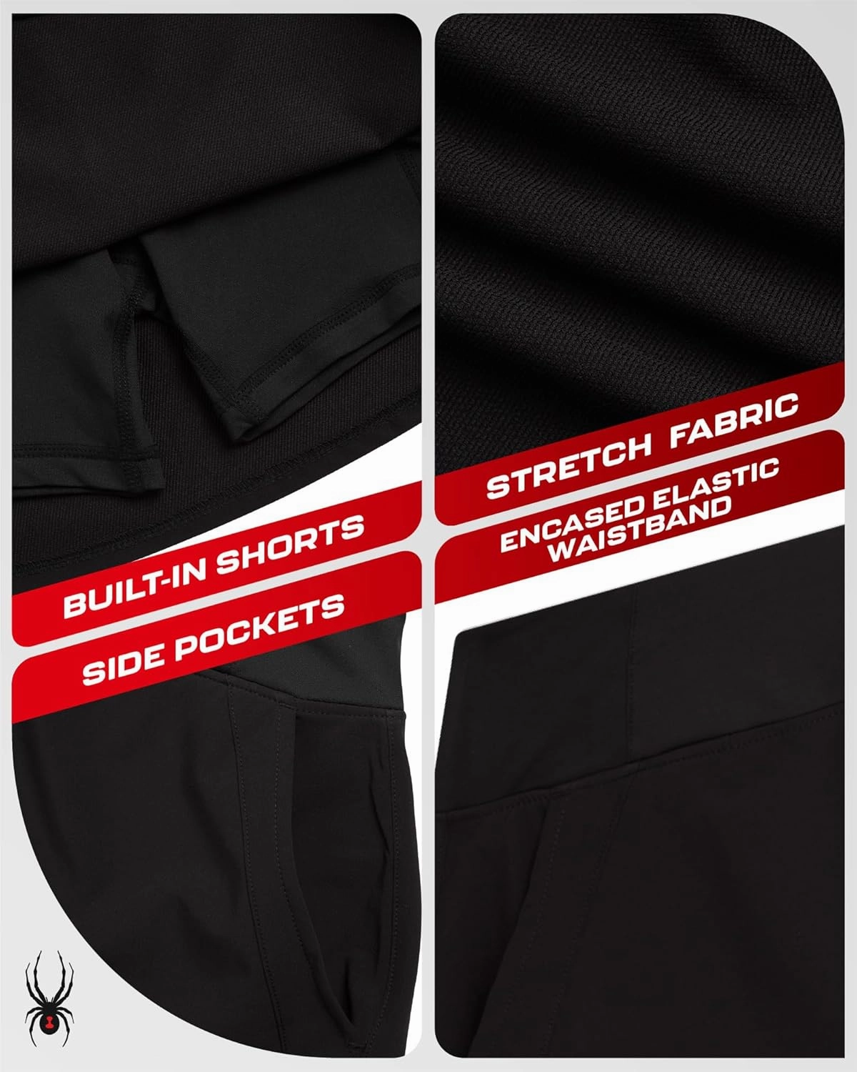 Spyder Womens Athletic Skort - Stretchy Skirt with Shorts Underneath - Womens Tennis Skirt for Sports Running Workout (S-XL)