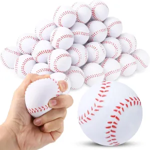 Sratte 100 Pcs Mini Baseball Balls Baseball Balls Bulk 2.5 Inch Foam Baseball Ball Squeeze Small Foam Balls Sports Balls Baseball Party Favors for Birthday Party Supplies
