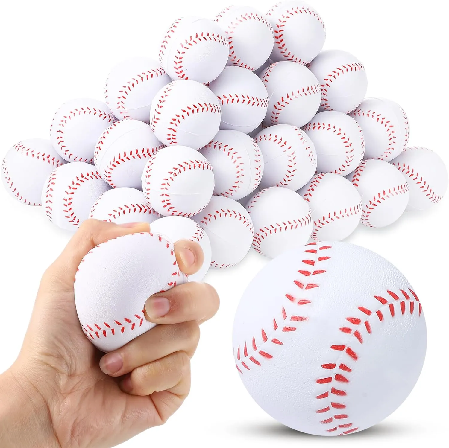 Sratte 100 Pcs Mini Baseball Balls Baseball Balls Bulk 2.5 Inch Foam Baseball Ball Squeeze Small Foam Balls Sports Balls Baseball Party Favors for Birthday Party Supplies
