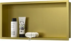 Stainless Steel Shower Niche 24" X 12" Gold No Tile Needed Horizontal Niche Shower Recessed Wall Niches for Bathroom Storage Over Mount Installation