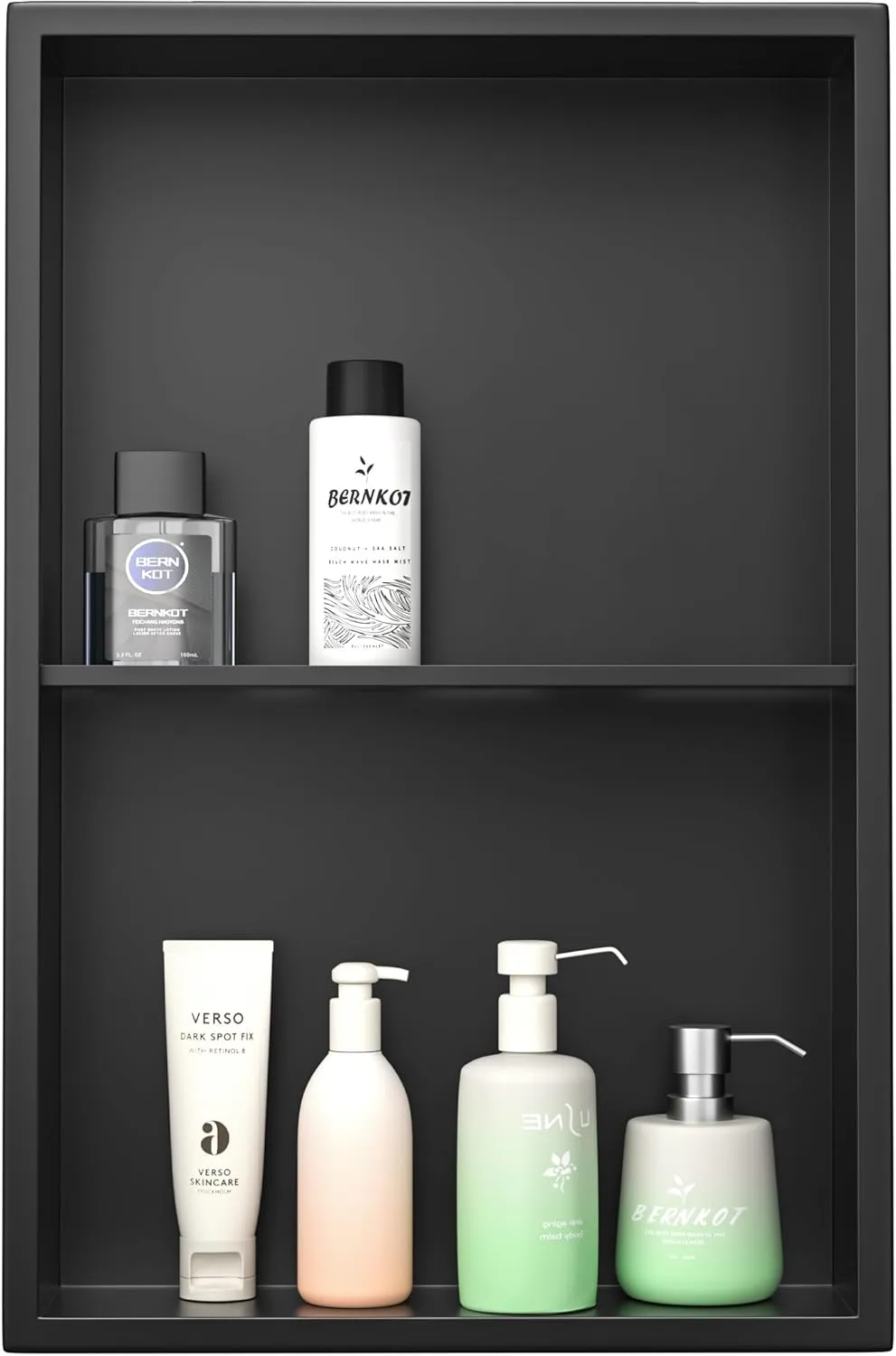 Stainless Steel Shower Niche 24"×14" Matte Black with Shelf No Tiled Needed Niche Shower for Bathroom Wall Recessed Shower Box for Storage