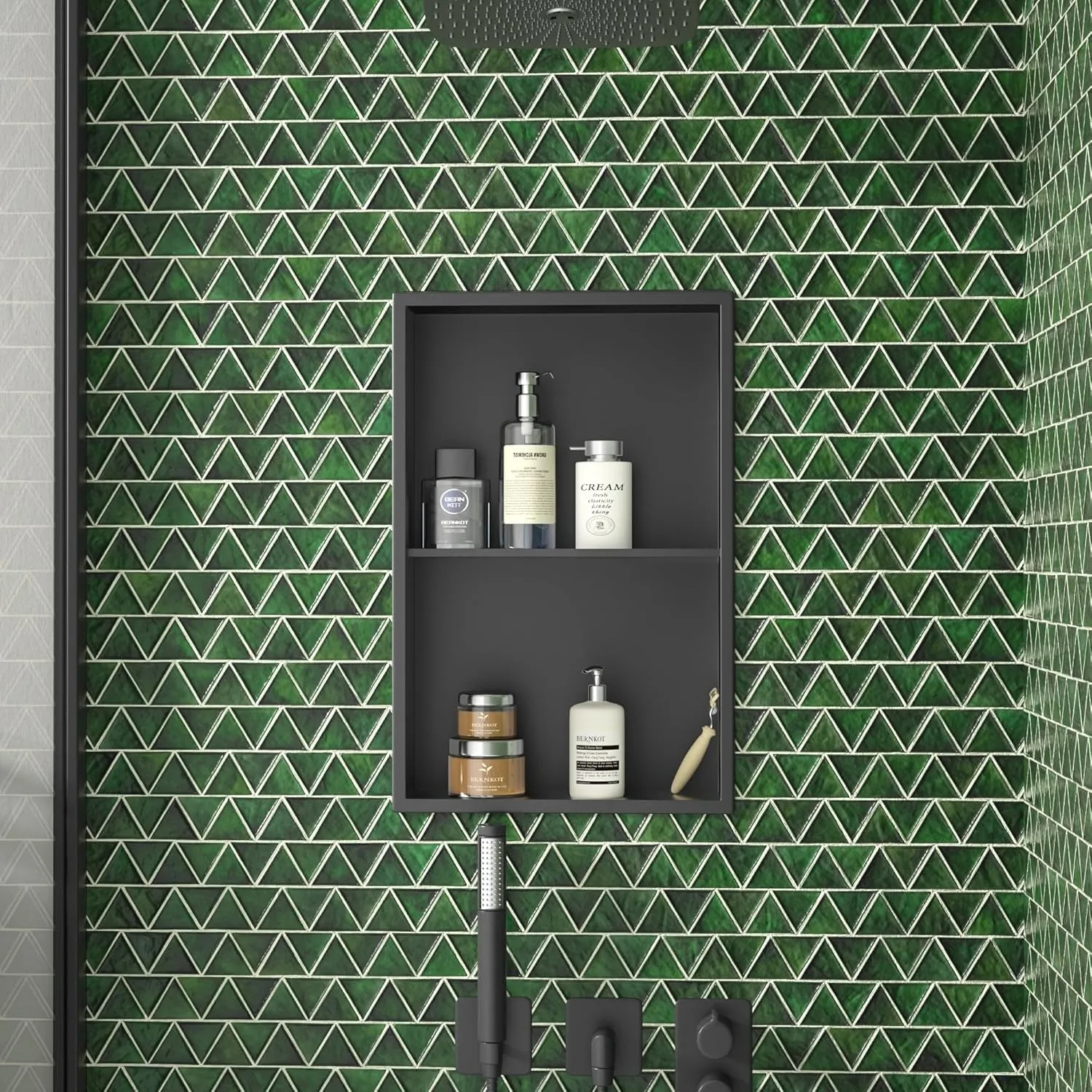 Stainless Steel Shower Niche 24"×14" Matte Black with Shelf No Tiled Needed Niche Shower for Bathroom Wall Recessed Shower Box for Storage
