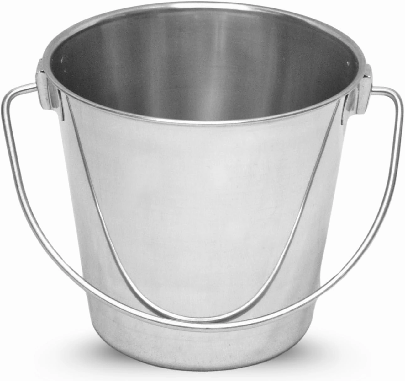Stainless Steel 9 Qt Round Dog Pail with Handle - Food & Water Bucket Dogs, Horse, Kennels, Cages and Critter Crates - Multi Purpose Pets Pails (9 Quarts)