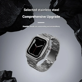 Stainless Steel Case and Band for Apple Watch Series 10 46mm Ultra 2 49mm Metal Buckle for Iwatch for Men Smartwatch 45mm 44mm 9 8 7 6 5 4 Se Accessories